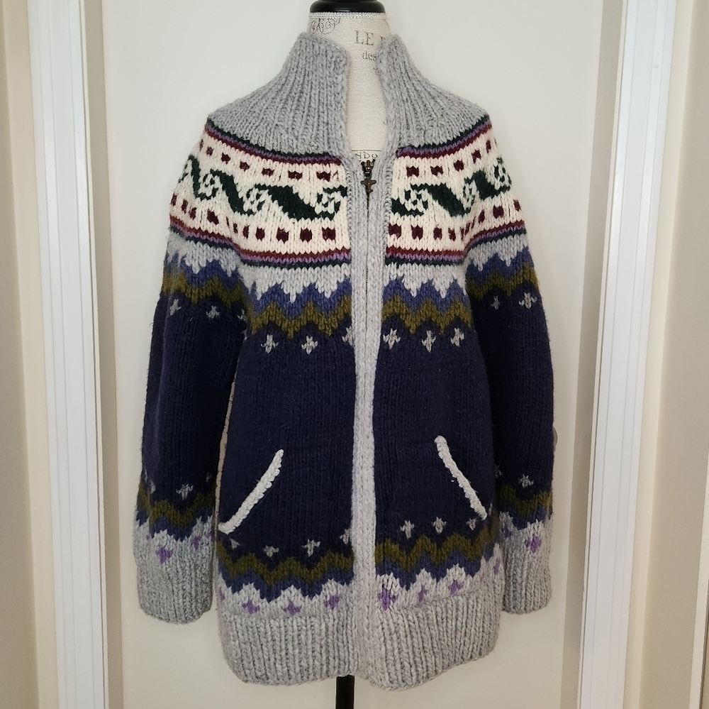 Vintage zipup alpaca sweater jacket